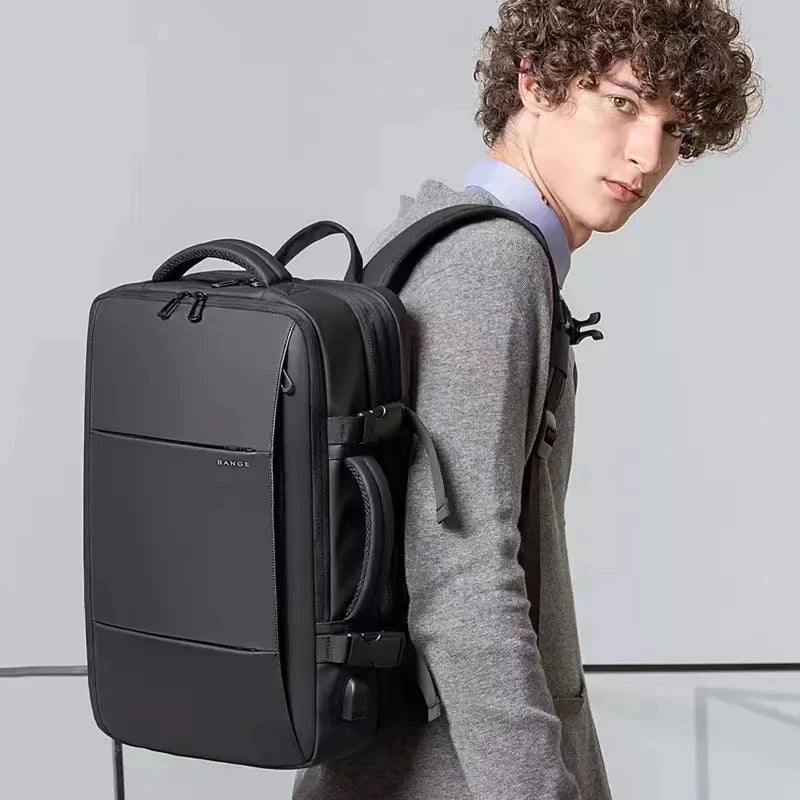 BANGE Travel Backpack Men Business Backpack School Expandable USB Bag Large Capacity 17.3 Laptop Waterproof Fashion Backpack.