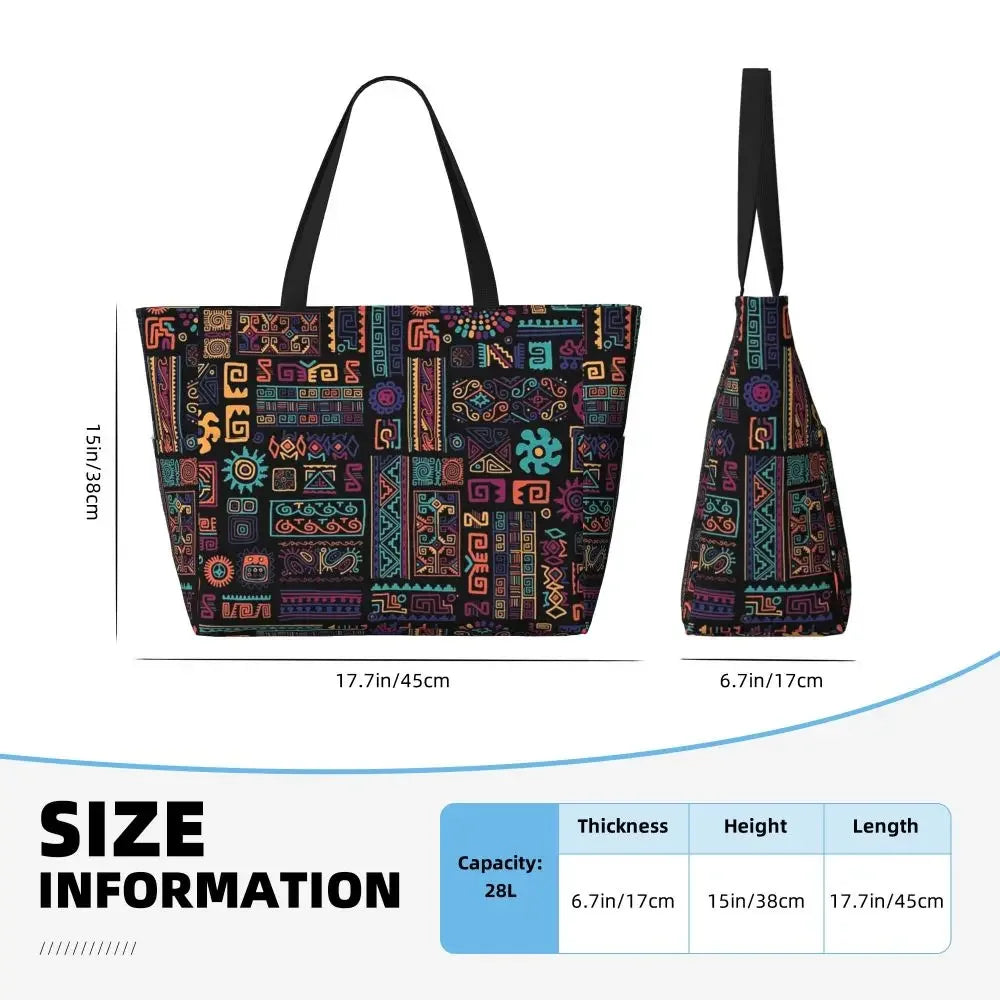 Custom African Kente Cloth Design Tote Bag for Women Large Capacity Traditional Africa Ethnic Ankara Beach Gym Travel Bags