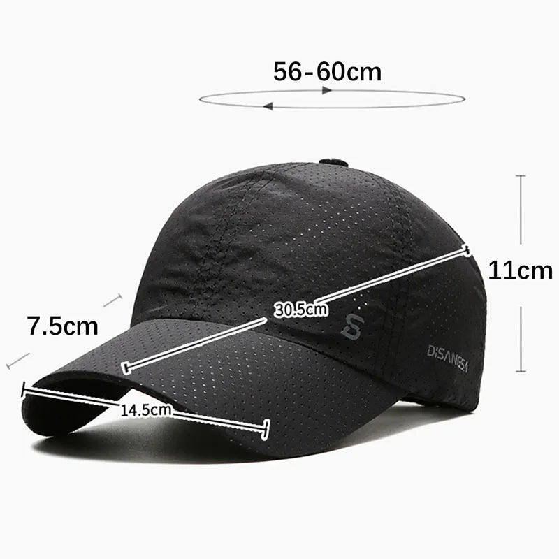 Unisex Quick-Dry Mesh Baseball Cap - Adjustable Breathable Sun Visor for Summer Fishing and Outdoor Activities.