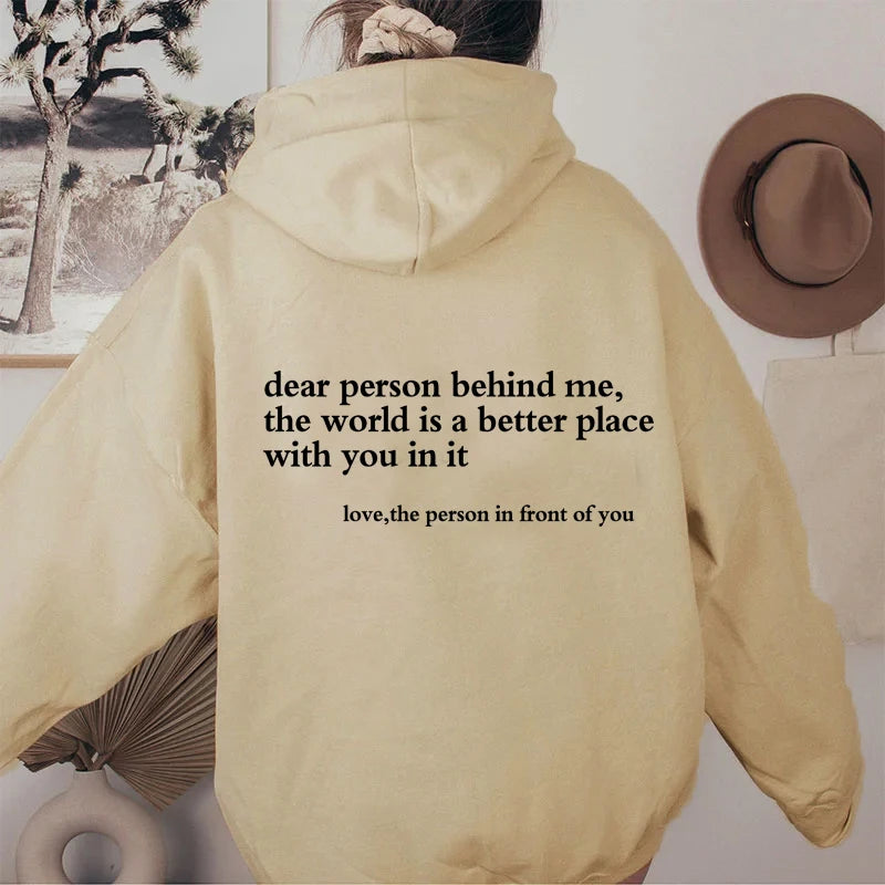 Dear Person Behind Me Hoodie Mental Health Sweater Positive Message Sweater.