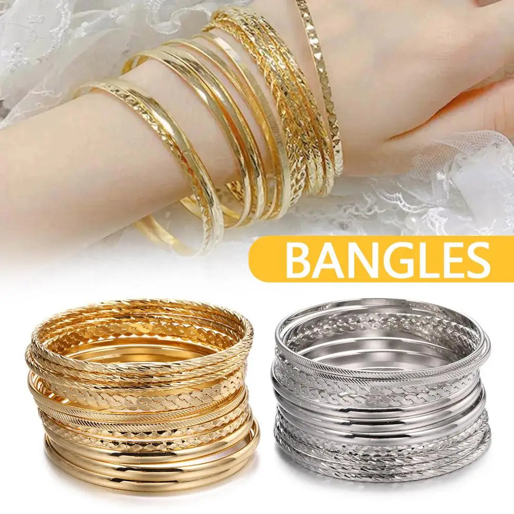 12pcs Punk Curb Cuban Chain Bracelets Set for Women Miami Boho Thick Gold Color Charm Bracelets Bangles Fashion Jewelry Y2C7.