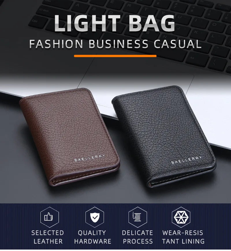 Slim Folding Wallet Men Soft Leather Card Wallet Mini Credit Card Holders Wallet Thin Card Purse Small Bags for Women Men Wallet.