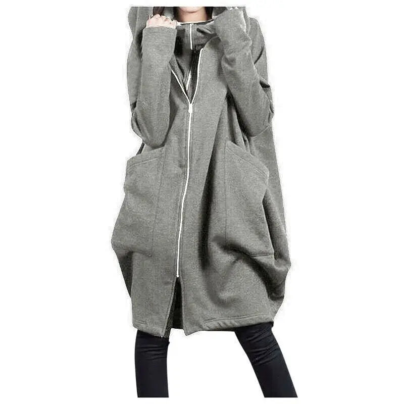 Autumn Winter Oversized Loose Casual Zipper Hoodies Female Fake Two Piece Pocket Cardigan Top Women Coat Outwear Lady Sweatshirt.