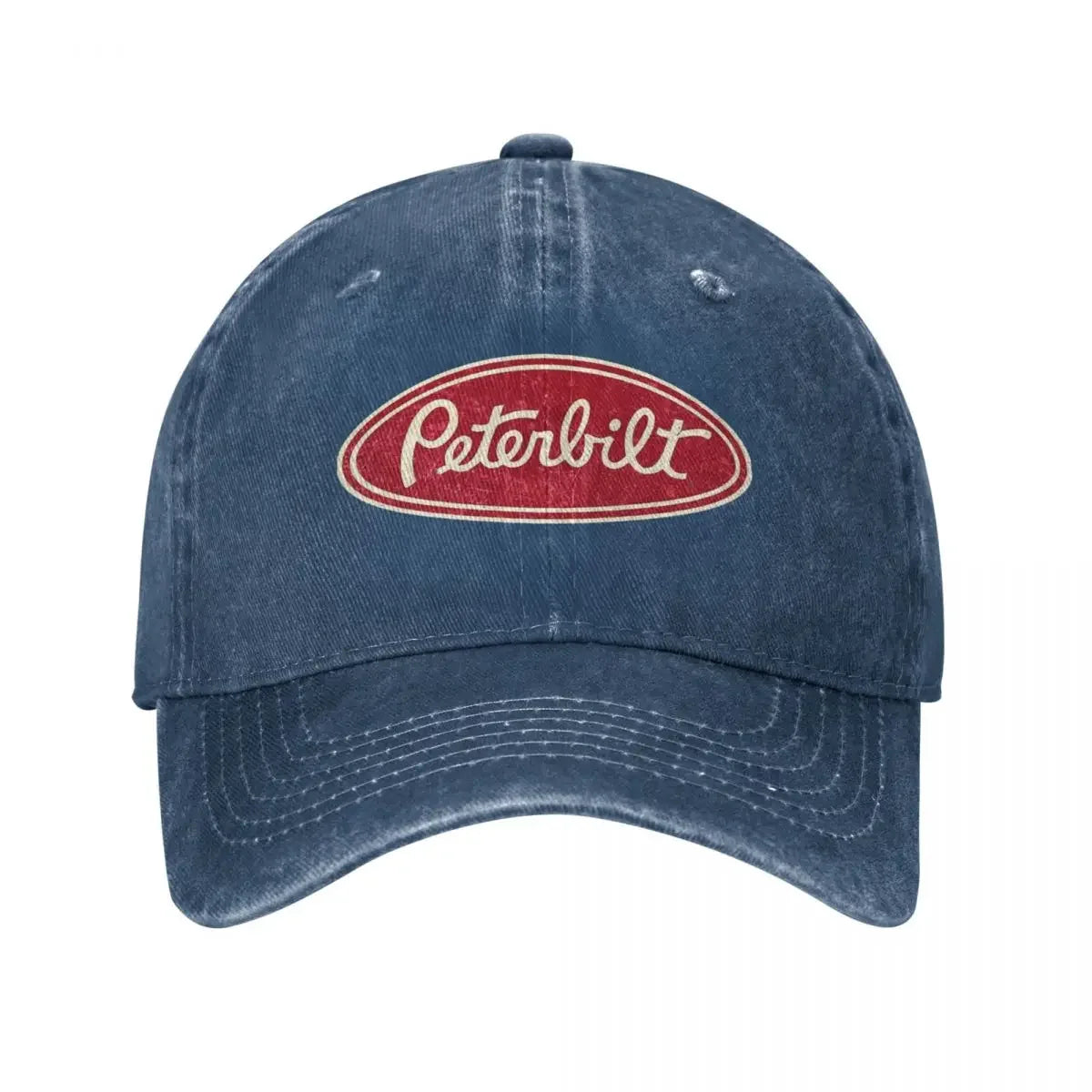 Vintage Peterbilt Truck Racing Denim Snapback Baseball Cap for Outdoor Adventures – Unisex Distressed Hat.