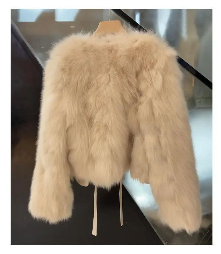 Womens Short Winter Jacket, Faux Fur Coat, Loose Plush Outerwear, Imitate Fox Furs Jacket, Female Fashion, New Jacket 2024.