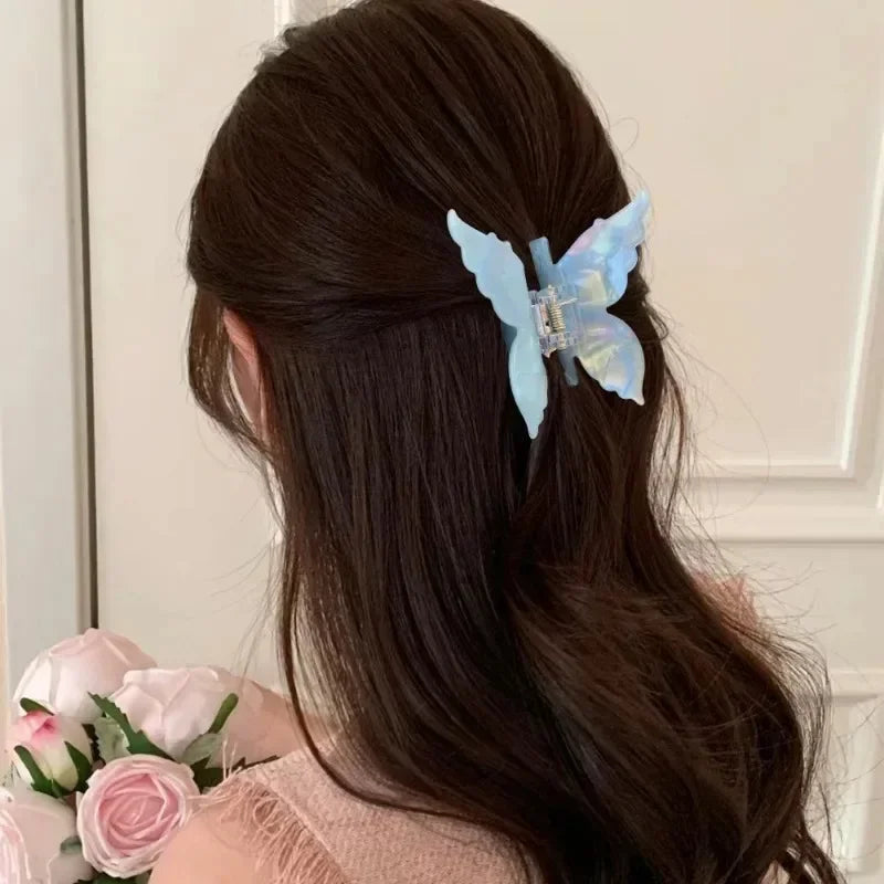 Chic French-Inspired Mermaid Butterfly Hair Claw Clip for Women - Stylish Imitation Vinegar Design.