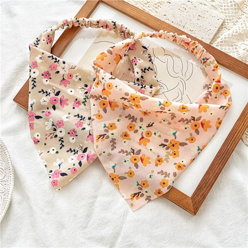 Floral Triangle Head Wrap Bandana for Women - Elastic Hair Accessories for Spring and Summer