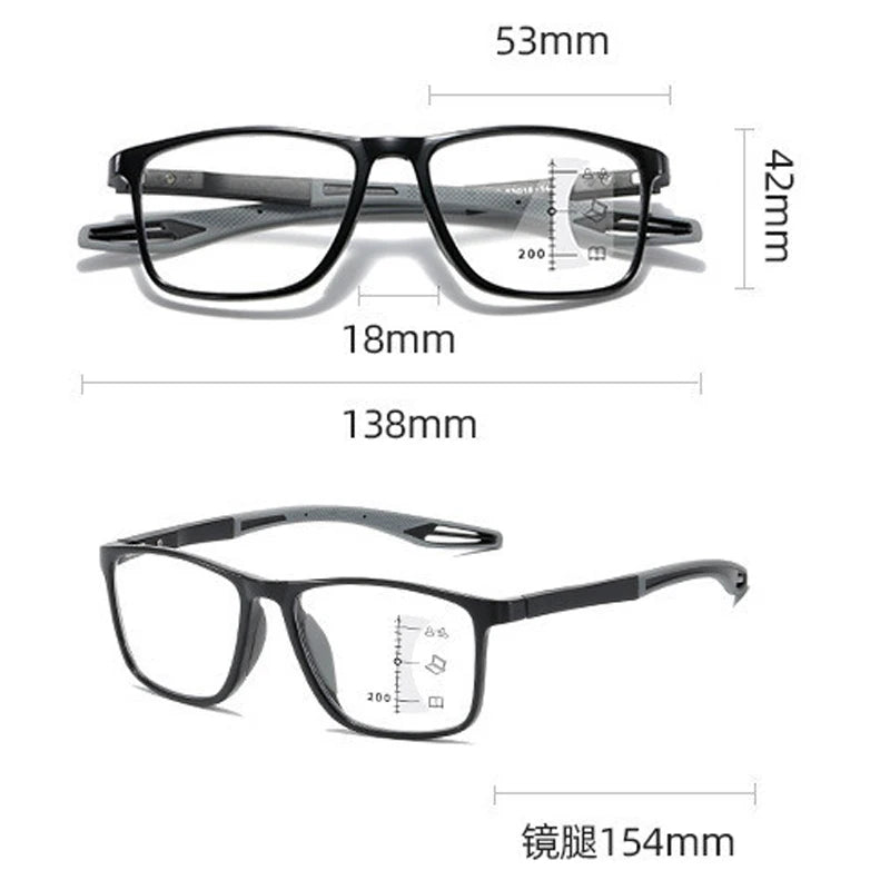 Large Frame Multifocal Reading Glasses with Anti-Blue Light Protection for Men and Women.