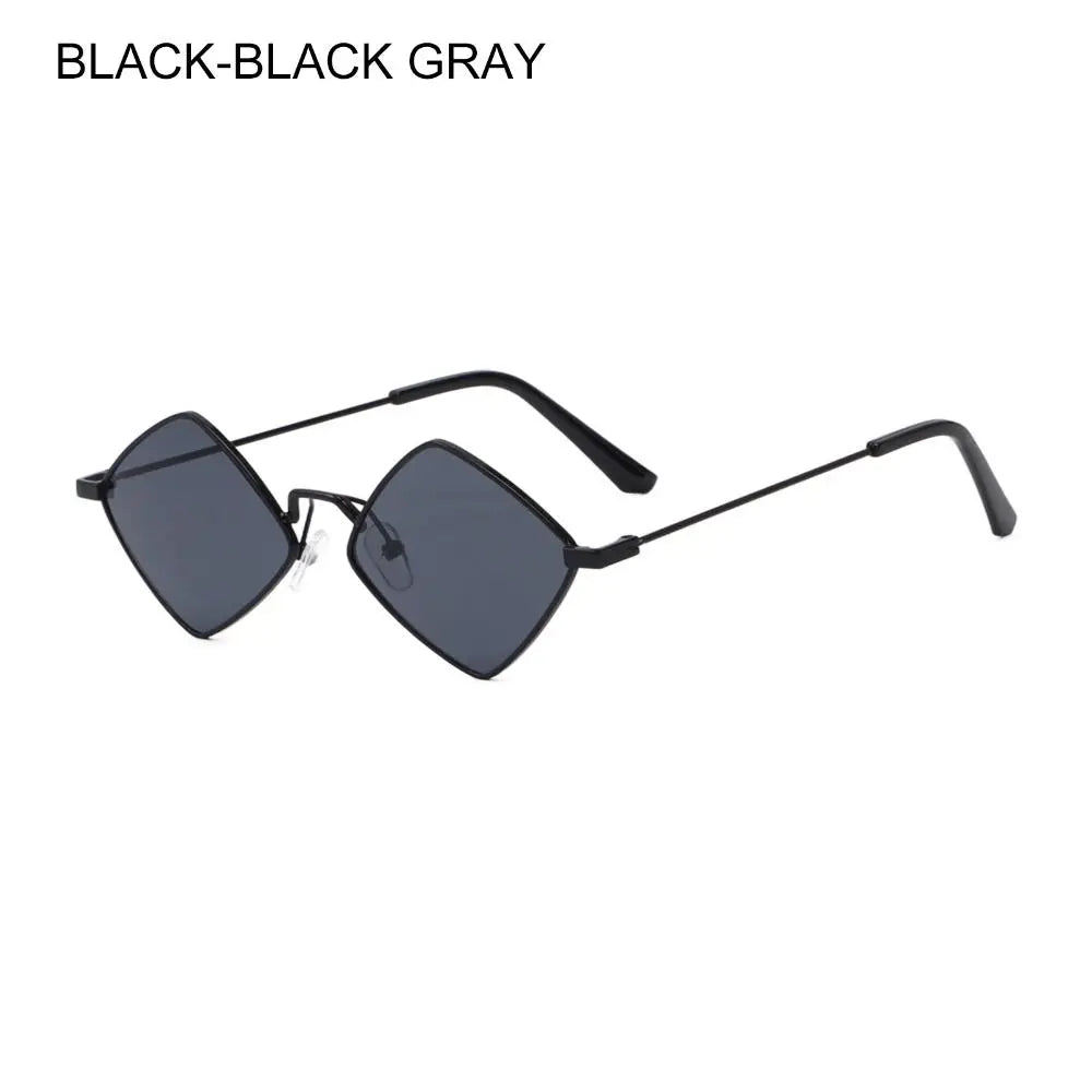 Trendy Retro Diamond-Shaped UV Protection Sunglasses for Men and Women with Metal Frame - Unisex Quadrilateral Shades.