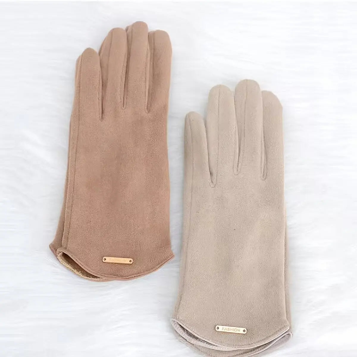 Elegant Women’s Winter Touch Screen Suede Gloves for Cycling and Driving - Windproof and Warm.