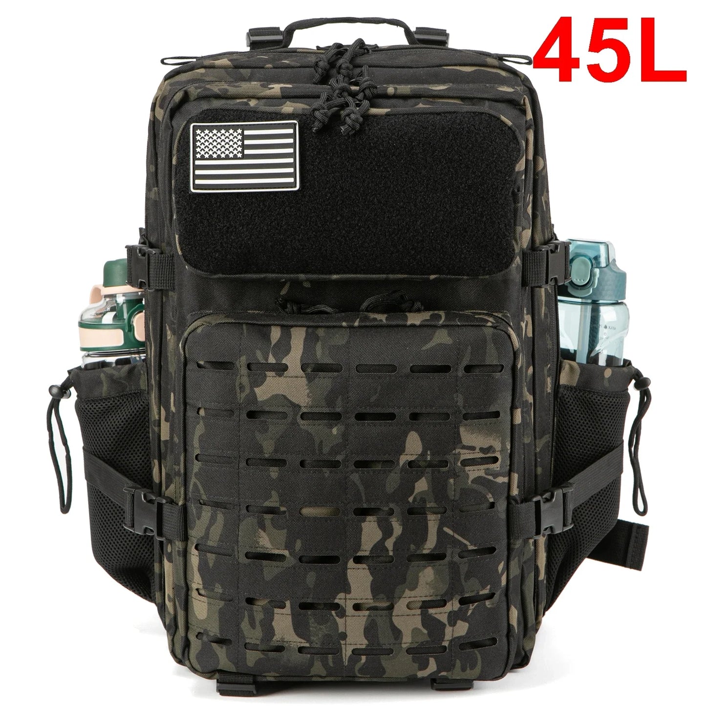 QT&QY 25L/45L Tactical Backpack for Men and Women Outdoor Survival Bug Out Bag Small School Rucksack Hking with Bottle Holder.