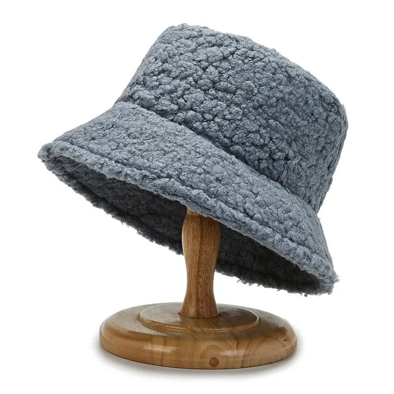 Unisex Wool Bucket Hat - Warm Fisherman Cap for Autumn and Winter Outdoor Activities.