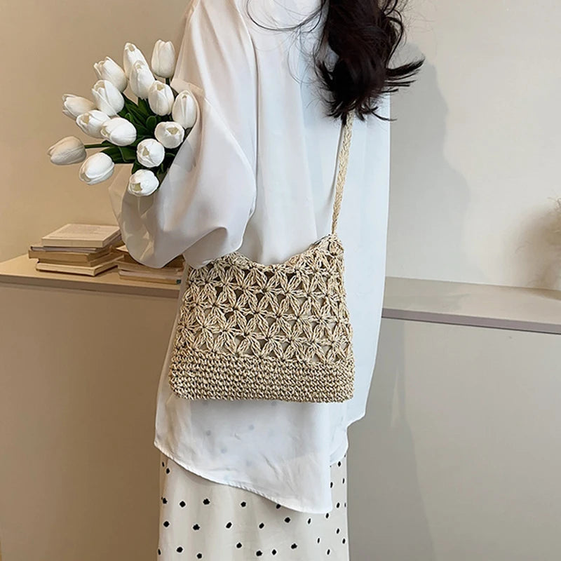 Small Fresh Crossbody Bag, Women's Bag, Straw Woven Shoulder Bag, Niche And Versatile Woven Bag, Simple And Fashionable Handbag.