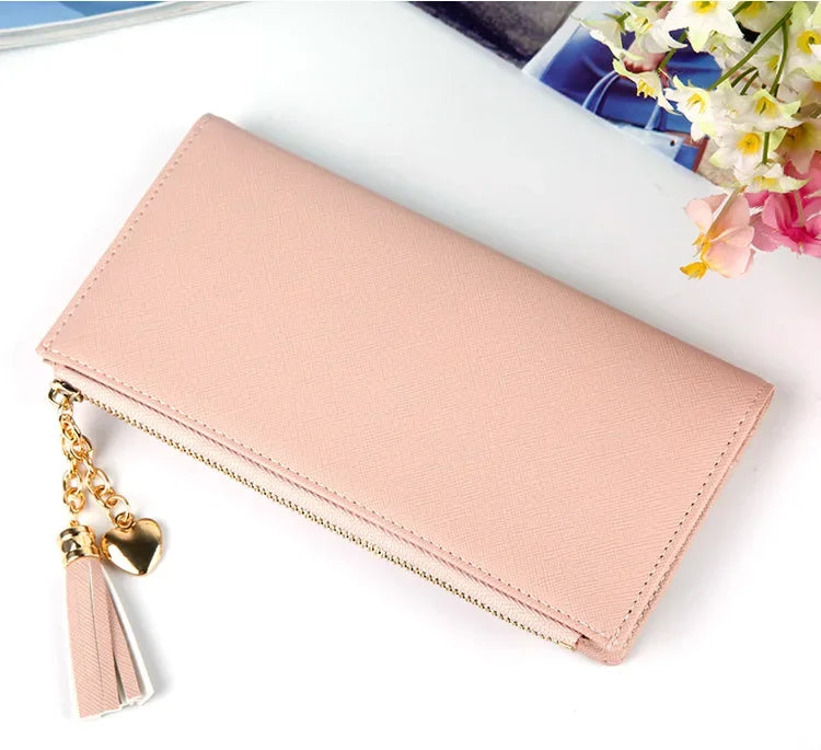 Women's Long Wallet,Multi Card slots Handheld Clutches,Tassel Zipper Clutch Purse,Slim Large Capacity Leather Mobile Phone Bag - Elevate Your Body