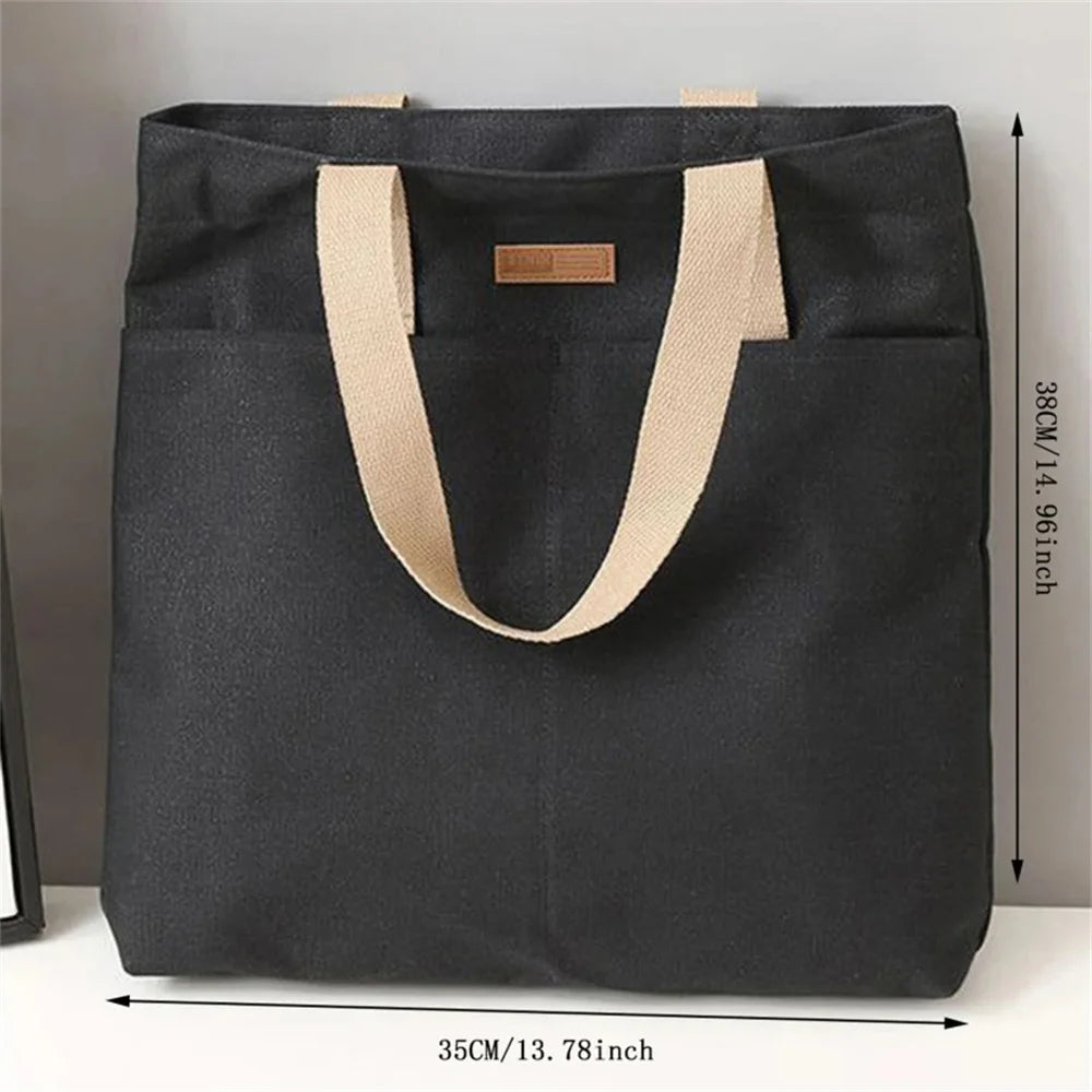 1Pcs Women's Tote Bag Canvas Sewing Thread Large Capacity Advanced Sense Handbag Convenient Practical Female's Commuter Bag.