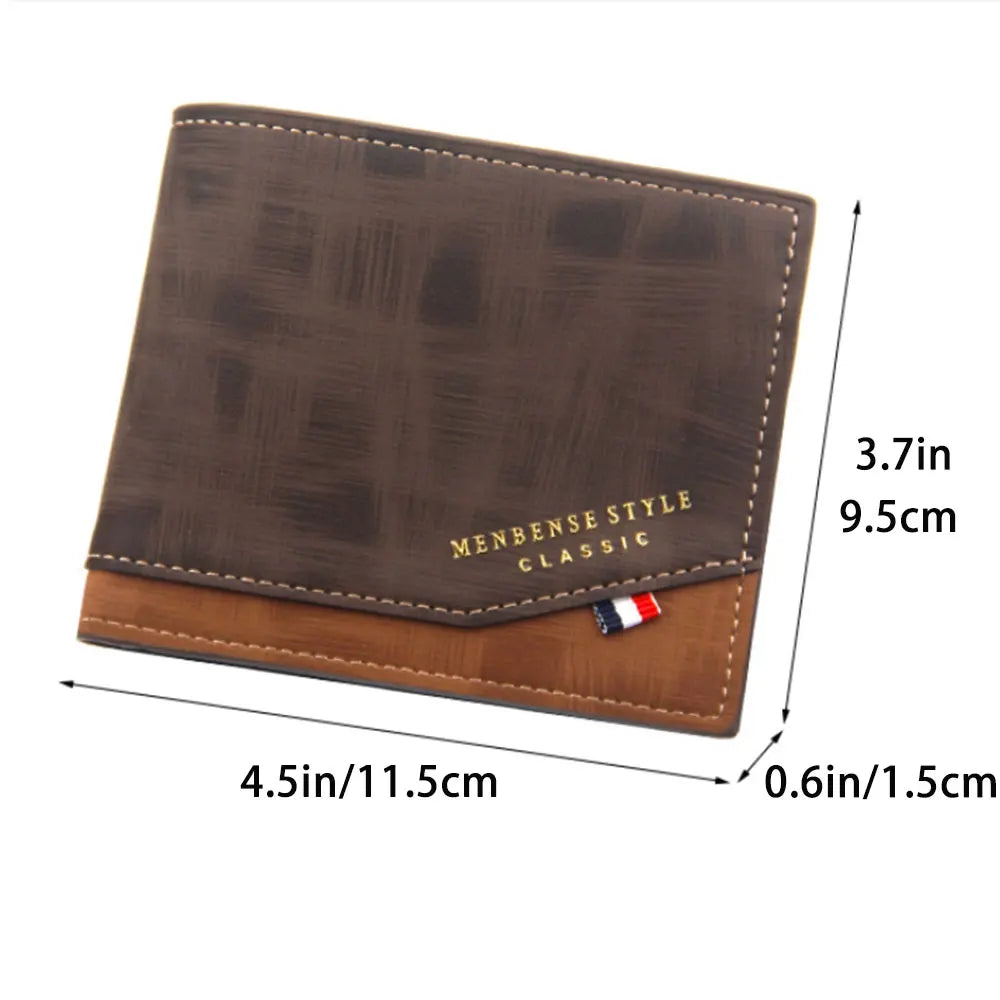 Men's Short Frosted Large Capacity Leather Wallet,Multi-Slot Coin Pocket Photo Holder Small Men's Wallet,Vintage Wallet for Male.