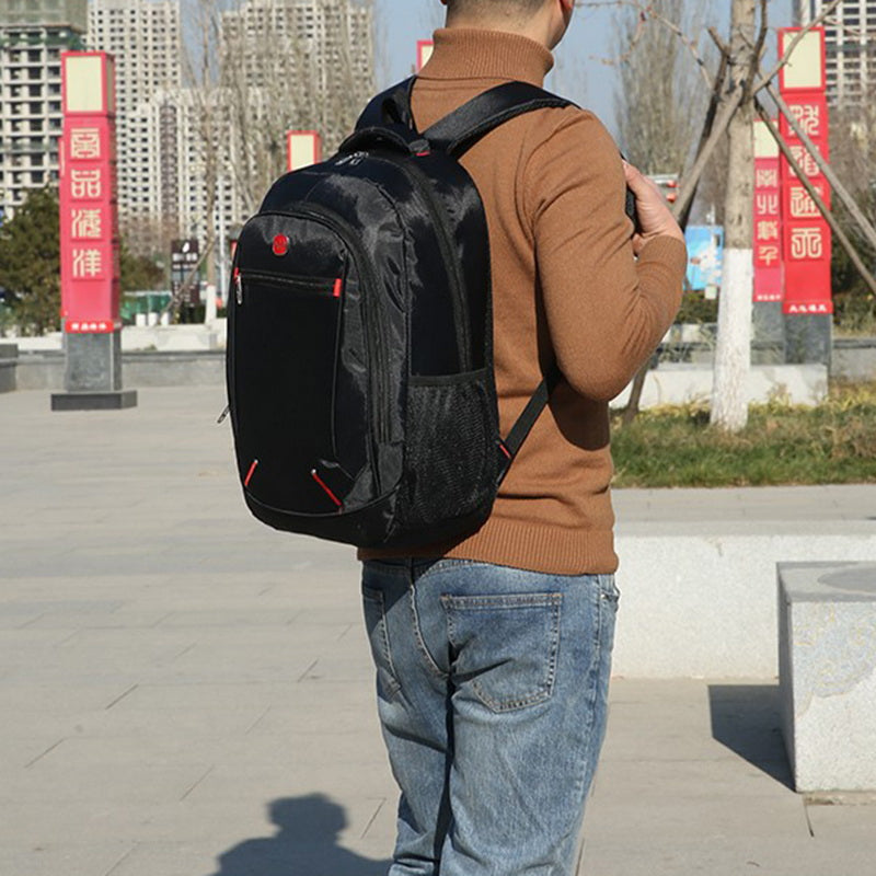 Large-capacity Student School Bag Casual Solid Color Backpack Material Oxford Men New Backpack Multi-functional  Simple Bag.