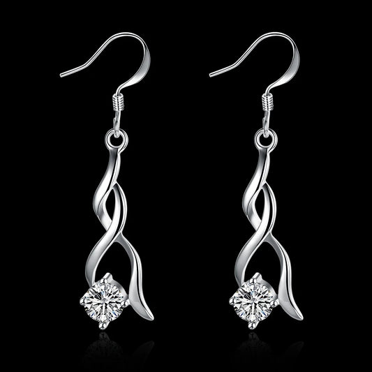 High quality Popular brands 925 Sterling Silver crystal Earrings for woman hot fine fashion party Jewelry Christmas Gifts.