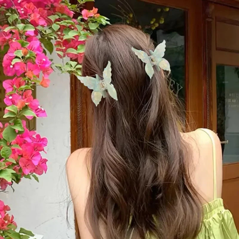 Chic French-Inspired Mermaid Butterfly Hair Claw Clip for Women - Stylish Imitation Vinegar Design.