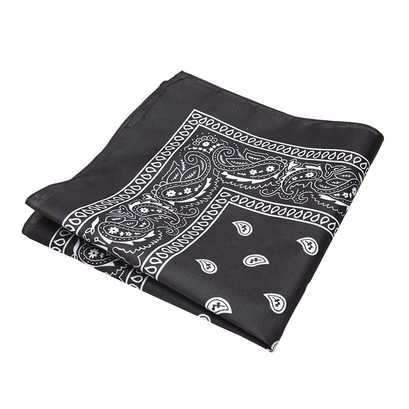 Unisex Black Fashion Bandana Scarf - Hip Hop Style Hair Wrap and Neck Accessory.