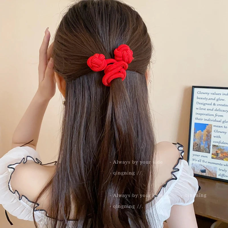 Vibrant Double Knot Bow Hair Scrunchies - Elastic Hair Bands for Women - Stylish Ponytail Holders and Accessories