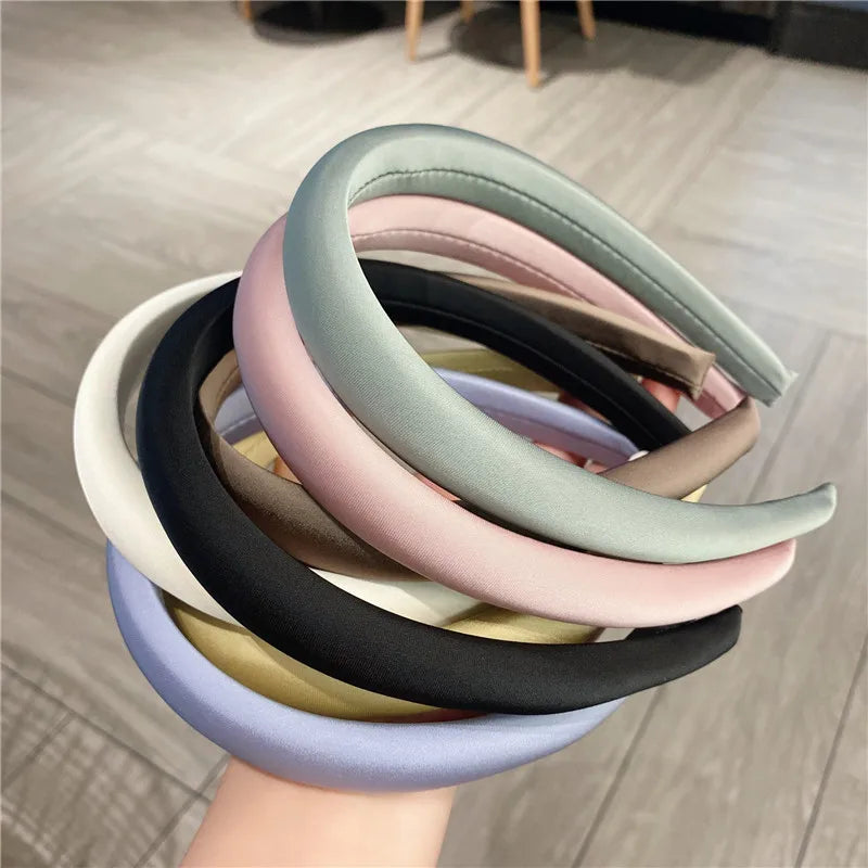 Chic Satin Colorful Sponge Hair Band - Premium Quality Skull Top Headwear for All Seasons