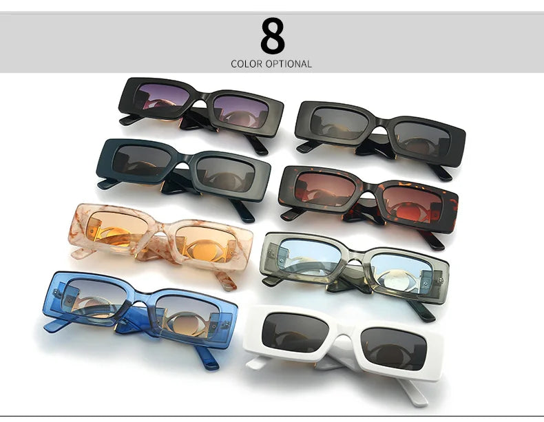 Vintage-Inspired Rectangle Sunglasses for Men and Women - Luxury Designer Black UV400 Eyewear.