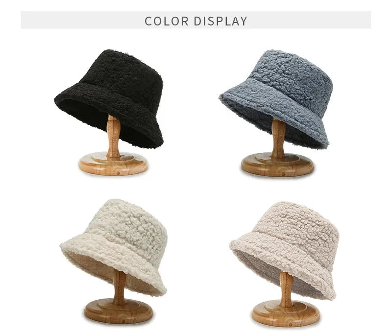 Unisex Wool Bucket Hat - Warm Fisherman Cap for Autumn and Winter Outdoor Activities.