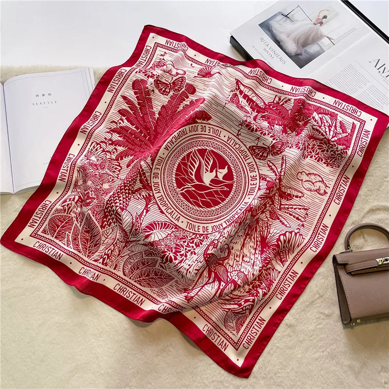 Luxury 2024 Square Silk Scarves with Sunscreen Protection - Fashionable 90X90CM Kerchief for All Seasons.