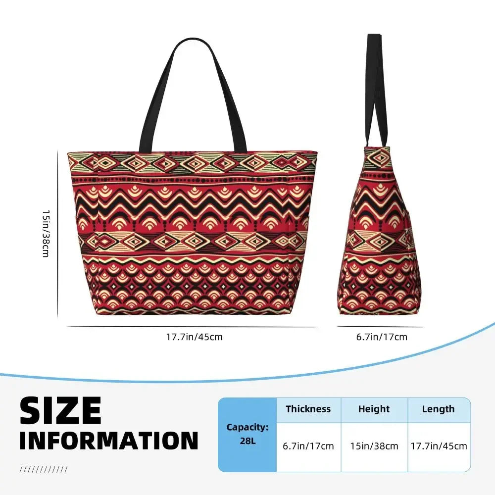 Custom African Kente Cloth Design Tote Bag for Women Large Capacity Traditional Africa Ethnic Ankara Beach Gym Travel Bags