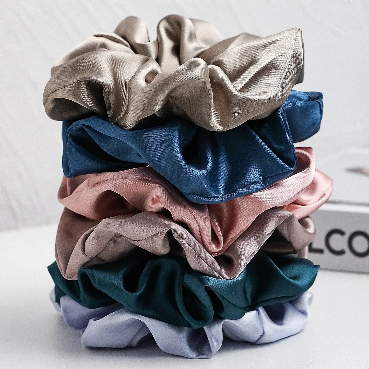 6-Pack Women's Elegant Satin Scrunchies for Everyday Wear.