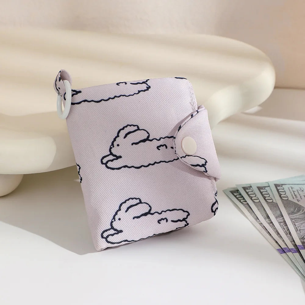 Ins Korean Cute Flower Rabbit Multi-layer Coin Purse Student Simple Card Bag Headphone Data Cable Storage Bag Backpack Pendant.