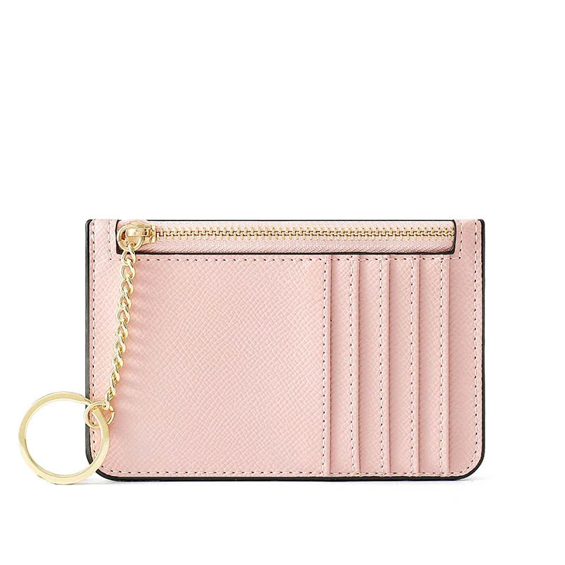 Monogrammed Women Multi Pocket Card Holder Super Thin Small Wallet PU Leather Mini Business Credit Card Case Ladies Coin Purse.