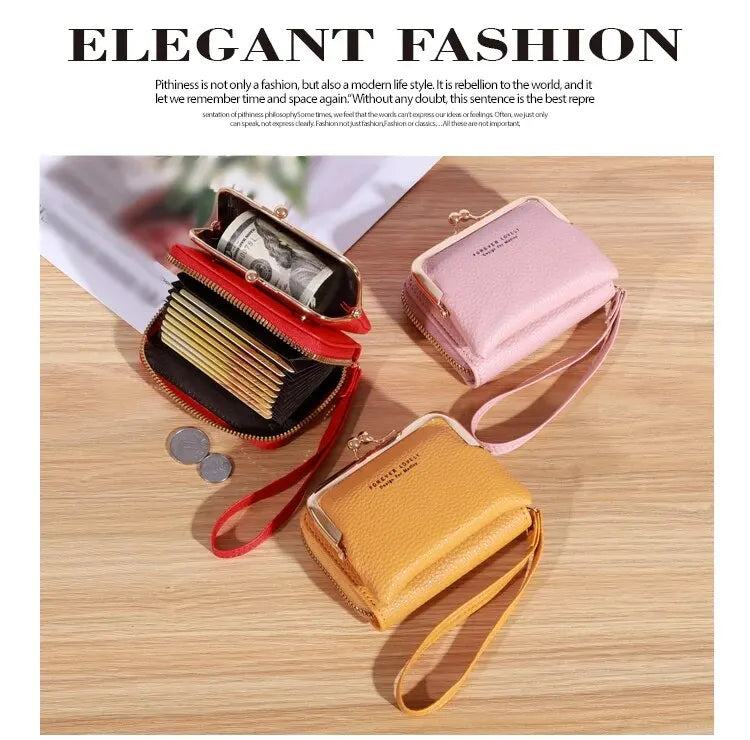 Wallet Women's Fashion Wrist Strap Short Zero Wallet Large Capacity Coin Clip Bag Multiple Card Positions Card Bag Money Clip.