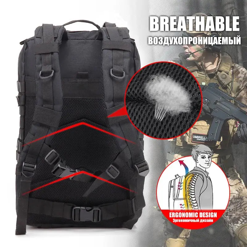 QT&QY 30/45L Man Tactical Backpacks HkingTraveling Bags Survival Outdoor 3P Assault Pack EDC Molle Pack For Trekking Hunting Bag.