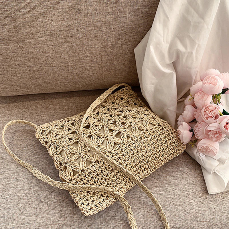 Small Fresh Crossbody Bag, Women's Bag, Straw Woven Shoulder Bag, Niche And Versatile Woven Bag, Simple And Fashionable Handbag