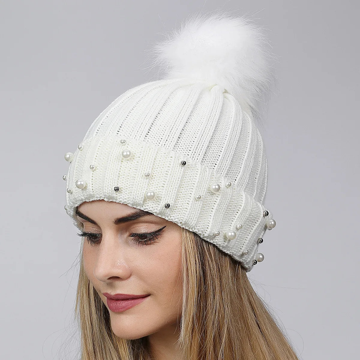 Women's Double Layer Warm Knitted Beanie for Outdoor Activities - Breathable Wool Ski Cap for Autumn and Winter Riding.