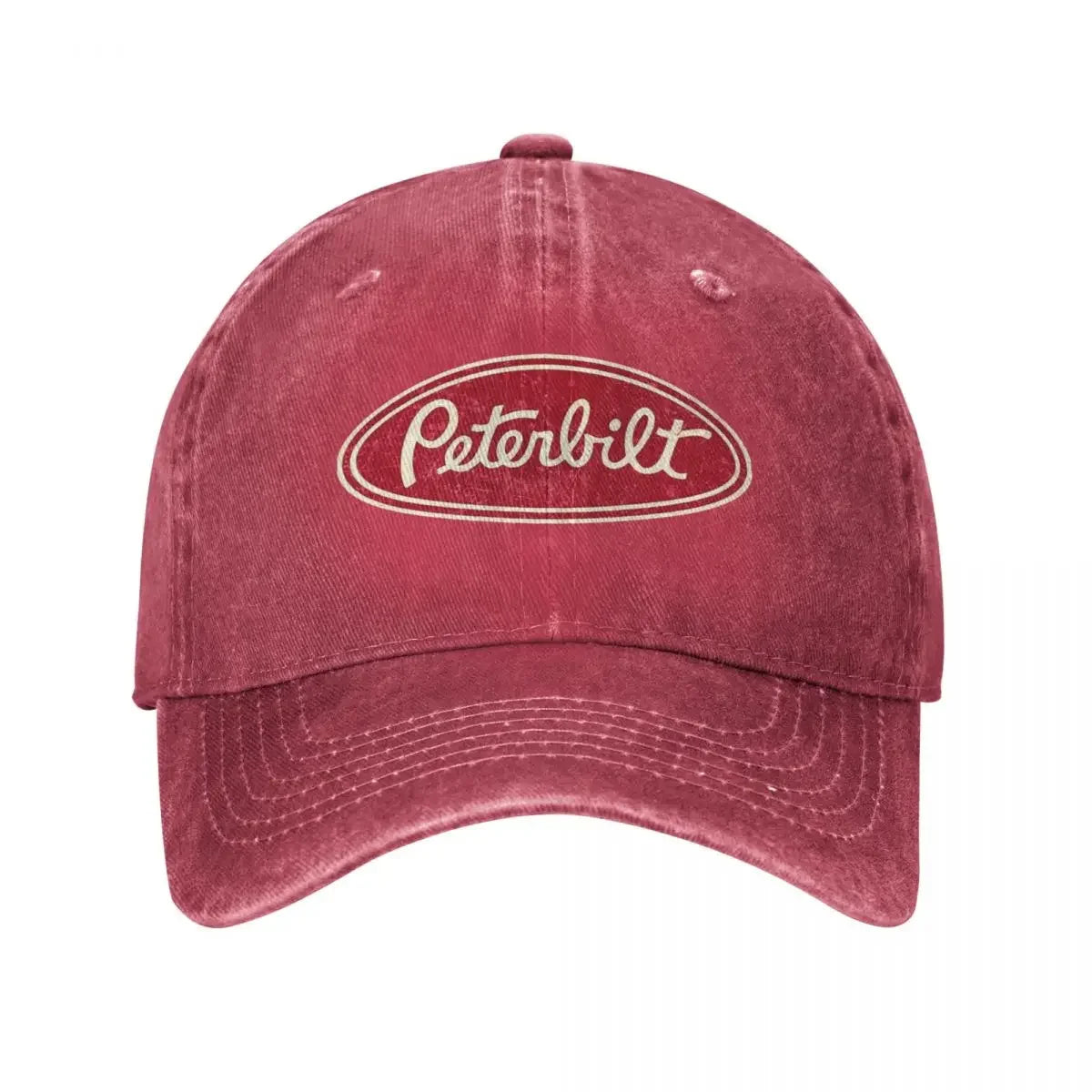 Vintage Peterbilt Truck Racing Denim Snapback Baseball Cap for Outdoor Adventures – Unisex Distressed Hat.