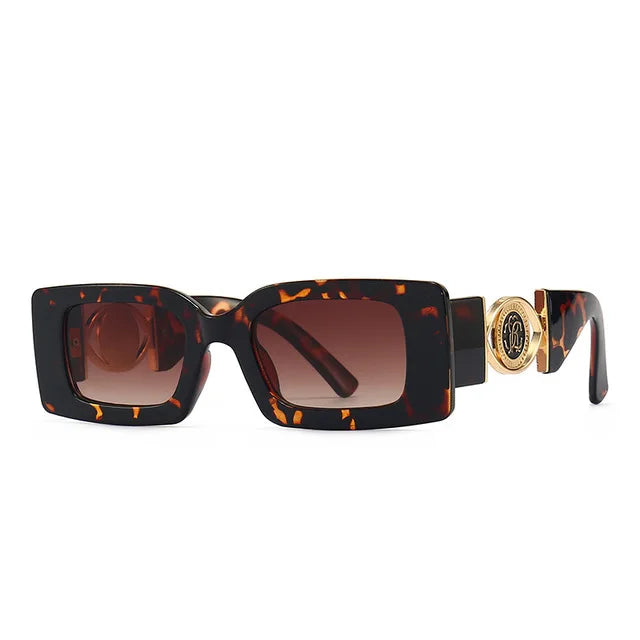 Vintage-Inspired Rectangle Sunglasses for Men and Women - Luxury Designer Black UV400 Eyewear.