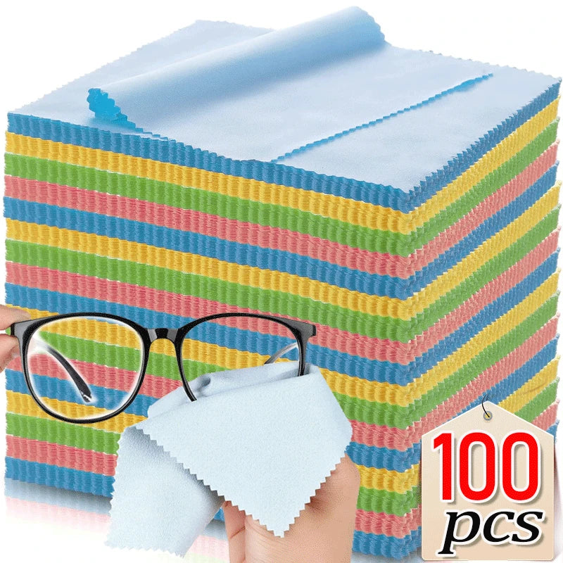 Microfiber Cleaning Cloths for Glasses and Screens - 10 to 200 Pcs, 13x13cm.