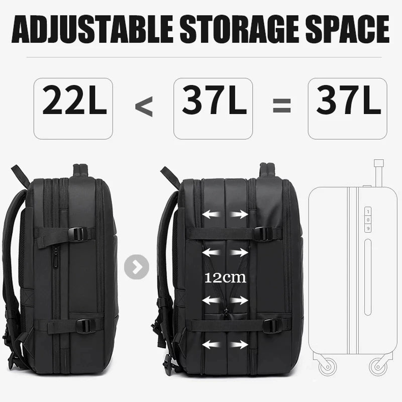 BANGE Travel Backpack Men Business Backpack School Expandable USB Bag Large Capacity 17.3 Laptop Waterproof Fashion Backpack.