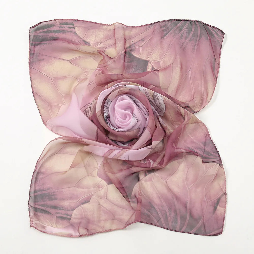 Elegant Lotus Flower Chiffon Scarf for Women - Stylish Sunscreen Accessory for Beach Travel and Holidays.