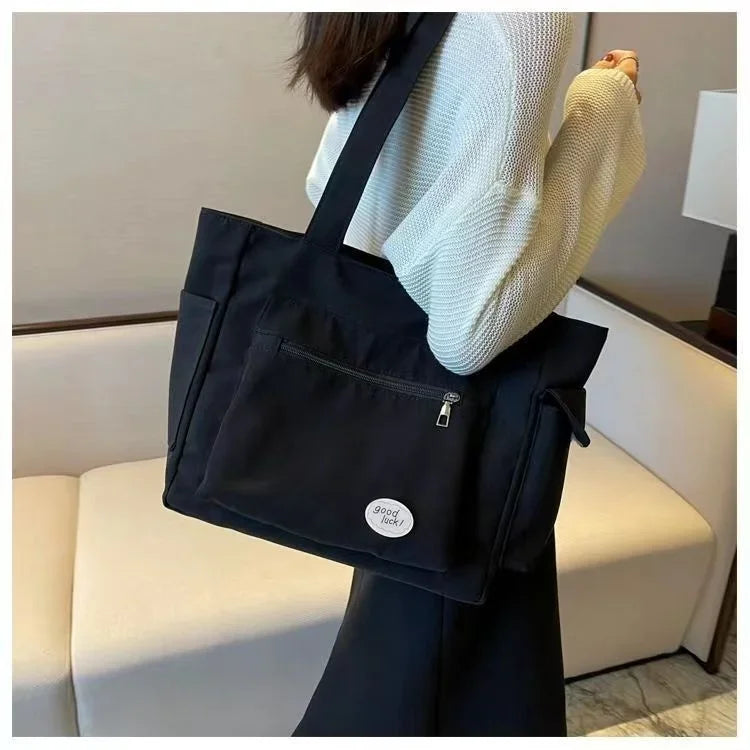 Women's Fashion Shoulder Bag Class Large Capacity Student Tote Bag 2024 New Canvas Commuter Handbag Women Bag