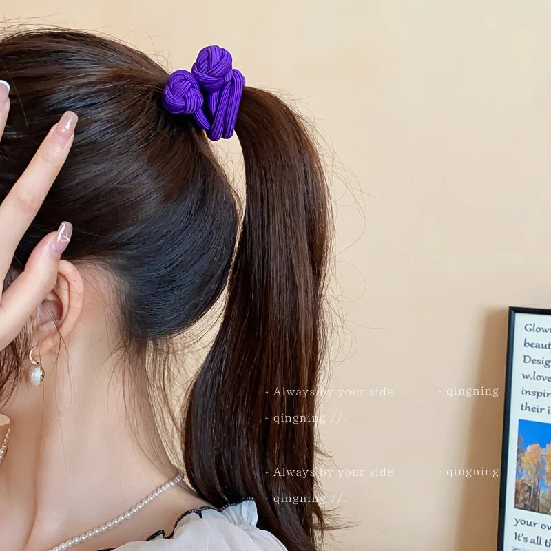 Vibrant Double Knot Bow Hair Scrunchies - Elastic Hair Bands for Women - Stylish Ponytail Holders and Accessories.