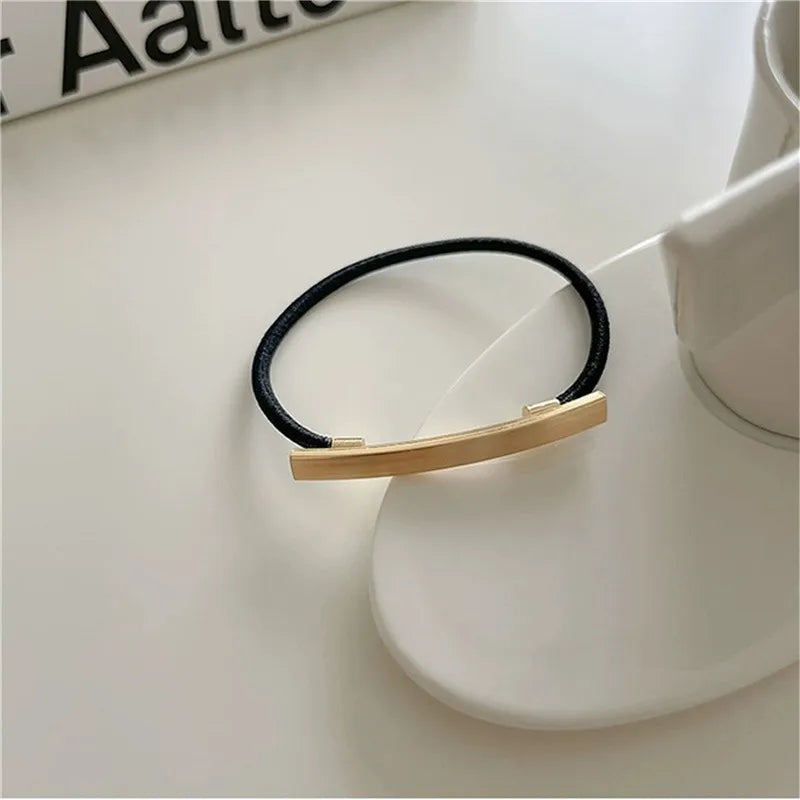 Chic Metallic Smooth Elastic Hair Band for Women and Girls - Stylish Ponytail Accessory and Hair Jewelry Gift.