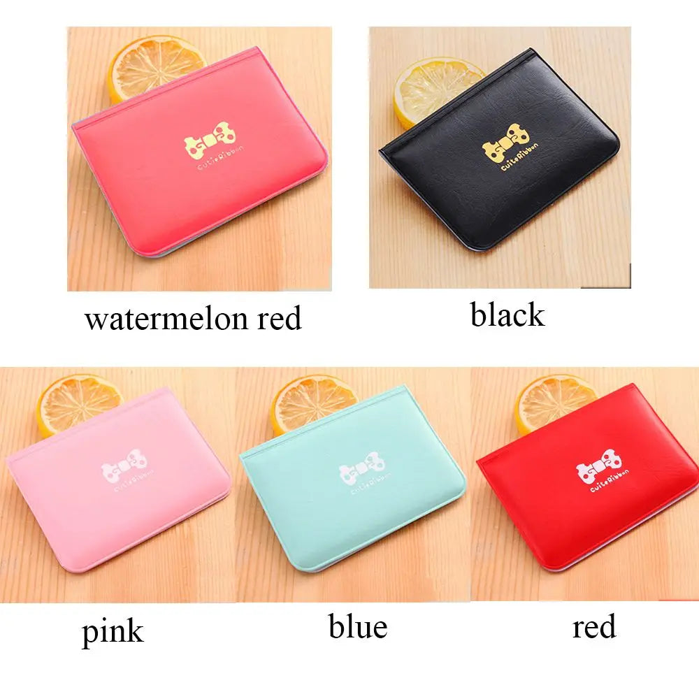 PVC Ladies Card Holder 12 Card Bit Card Cover with Bow--knot Portable Card Bag ID Holders Storage Accessories.