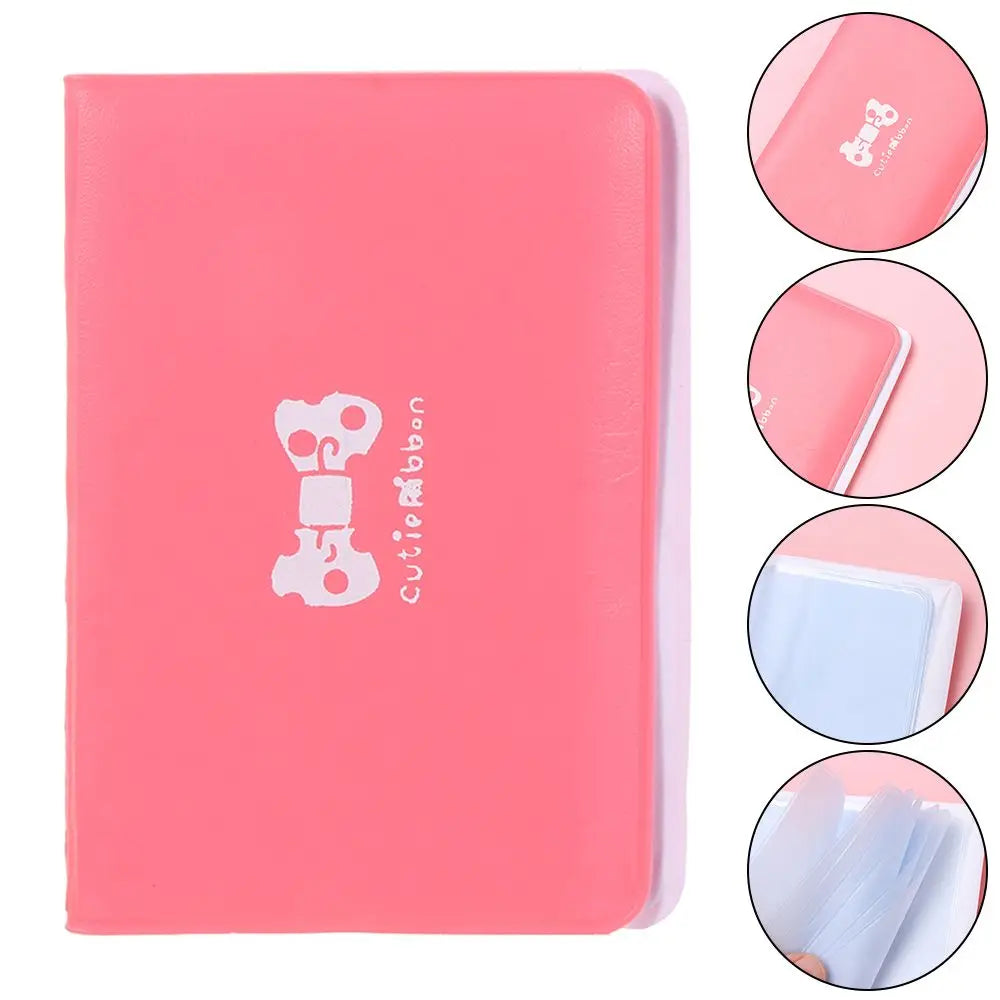 PVC Ladies Card Holder 12 Card Bit Card Cover with Bow--knot Portable Card Bag ID Holders Storage Accessories.