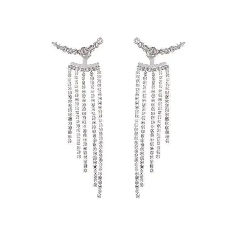 2023 Luxury Women's Earrings Rhinestone Fringe Hanging Zircon Earrings New Shiny Wedding Statement Party Jewelry Gifts.