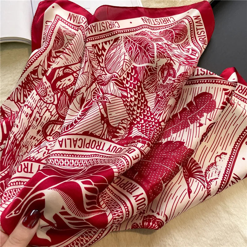 Luxury 2024 Square Silk Scarves with Sunscreen Protection - Fashionable 90X90CM Kerchief for All Seasons.