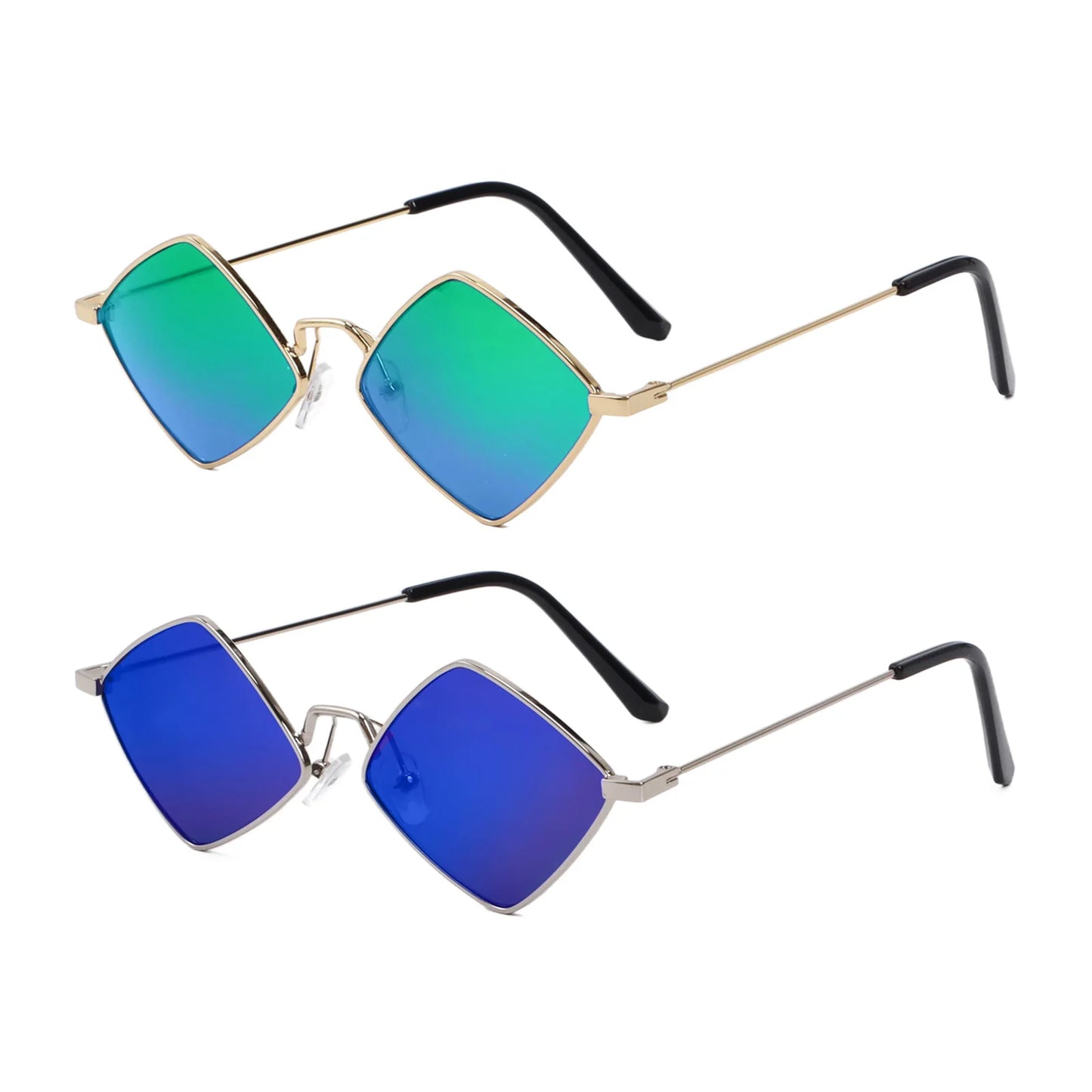 Trendy Retro Diamond-Shaped UV Protection Sunglasses for Men and Women with Metal Frame - Unisex Quadrilateral Shades